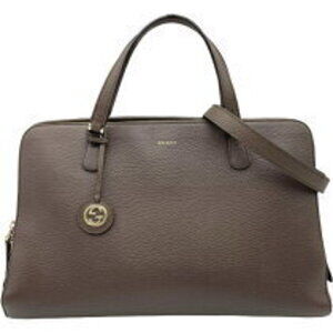 Gucci Interlocking GG Charm Tote Bag Brown Leather Handbag